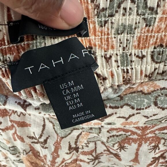 Tahari TropicalPrinted Linen Wide Leg Pants M - Picture 5 of 6